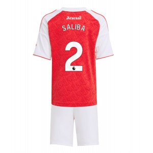 Fotbalové Dres Arsenal William Saliba #2 Dětské Domácí Oblečení 2025-26 Krátký Rukáv (+ trenýrky)